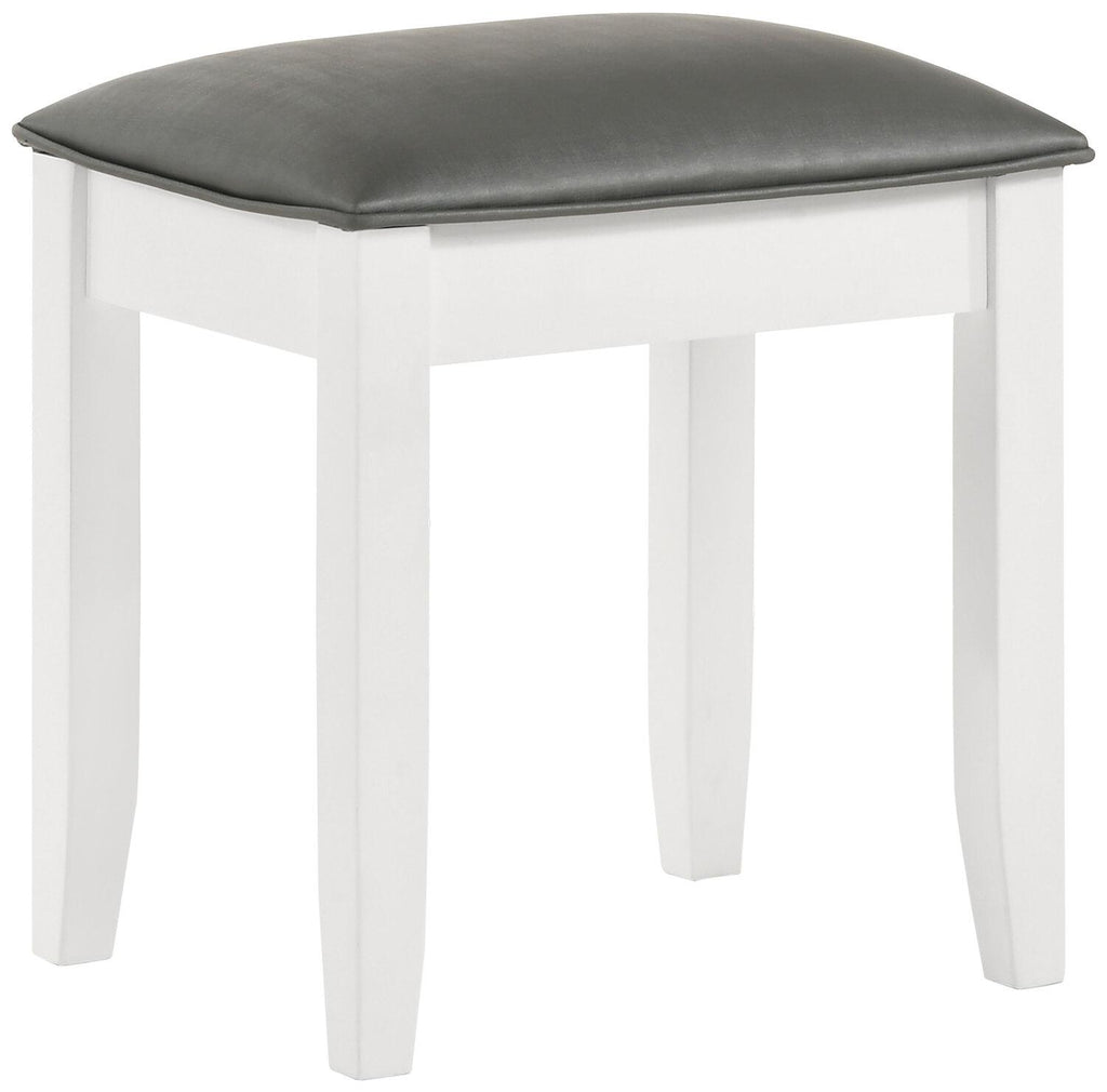 Felicity Upholstered Vanity Stool Metallic and Glossy White - Coaster model 203507STL