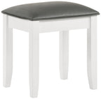 Felicity Upholstered Vanity Stool Metallic and Glossy White - Coaster model 203507STL