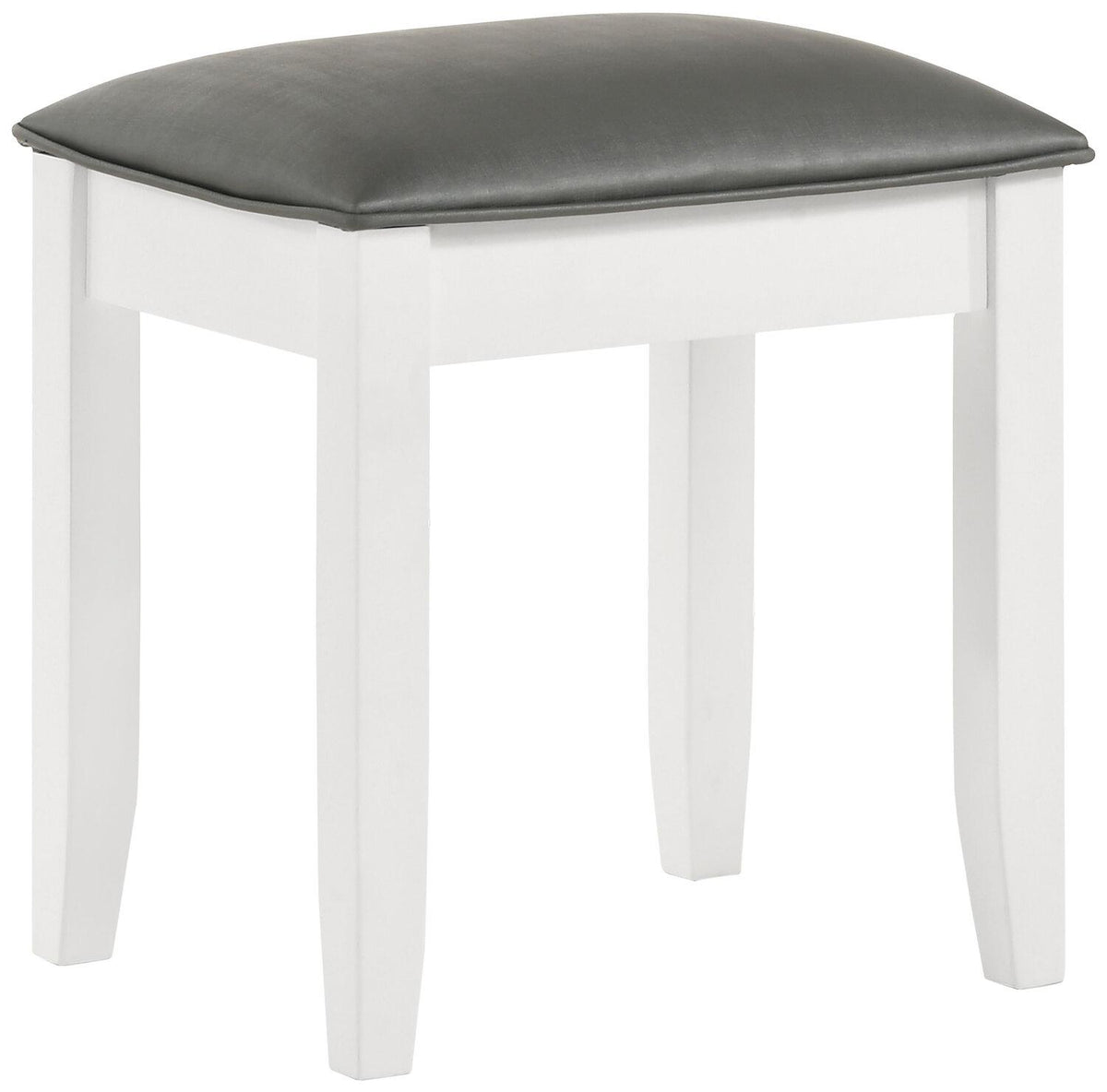 Felicity Upholstered Vanity Stool Metallic and Glossy White - Coaster model 203507STL
