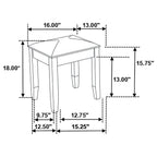 Felicity Upholstered Vanity Stool Metallic and Glossy White - Coaster model 203507STL