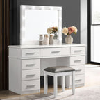 Felicity Upholstered Vanity Stool Metallic and Glossy White - Coaster model 203507STL