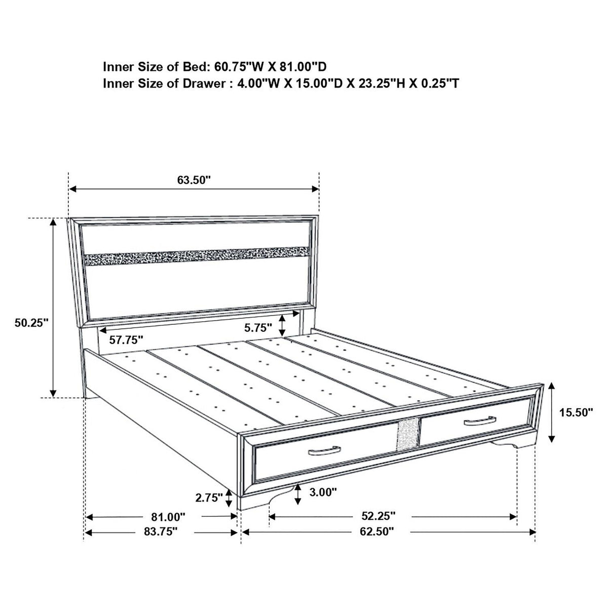 4pc Queen Bed Set (QB, NS, DR, MR) Available in Twin, king and Cal king sizes - Coaster model 206361QS4
