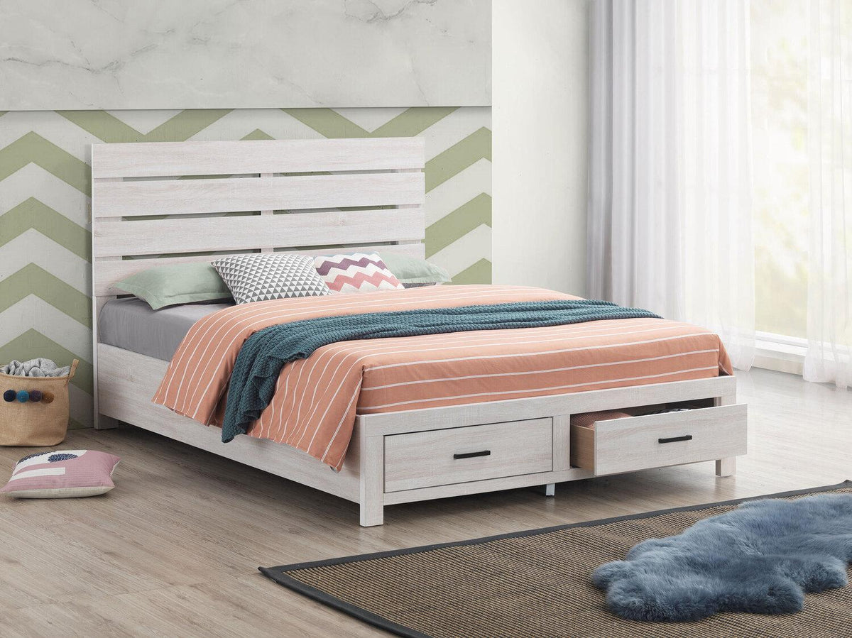 Brantford Wood Queen Storage Panel Bed Coastal White - Coaster model 207050Q