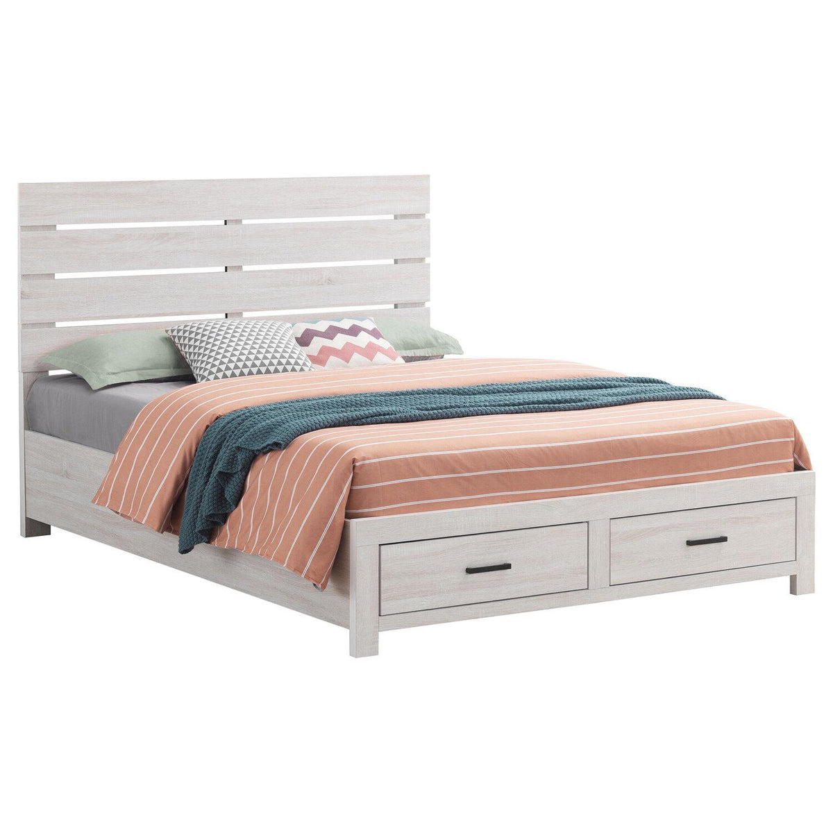 Brantford Wood Queen Storage Panel Bed Coastal White - Coaster model 207050Q
