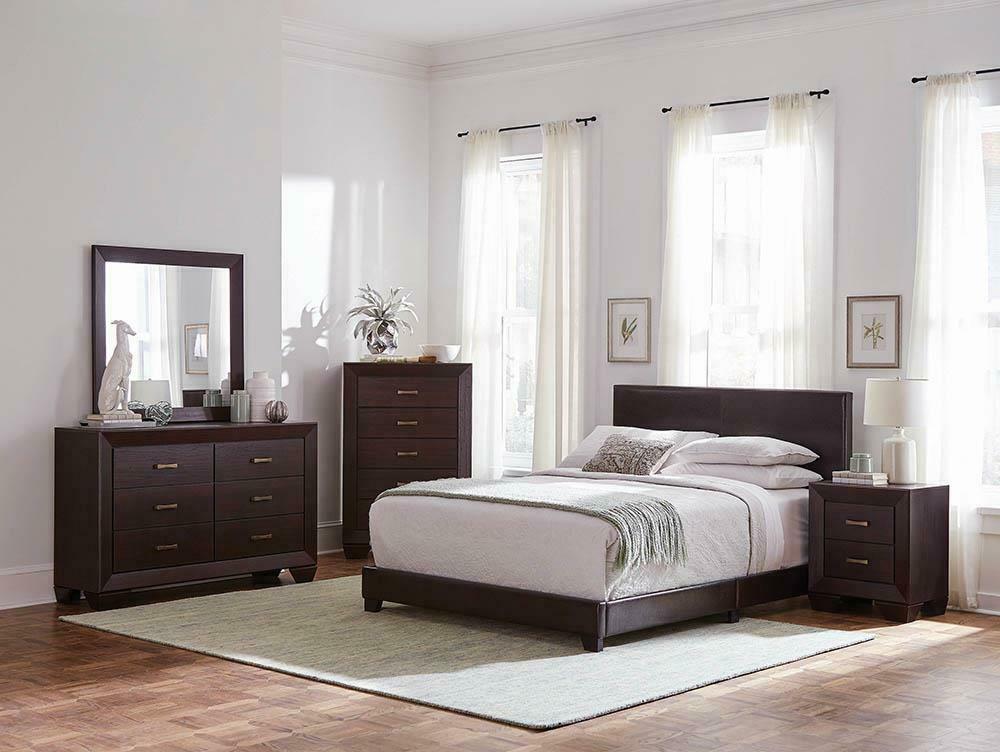 Faux Leather Upholstered Queen Bed Available in Twin, Full, King and Calking Sizes - Coaster model 300762Q