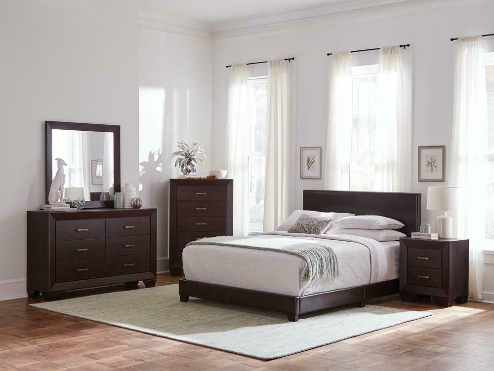 Faux Leather Upholstered Queen Bed Available in Twin, Full, King and Calking Sizes - Coaster model 300762Q