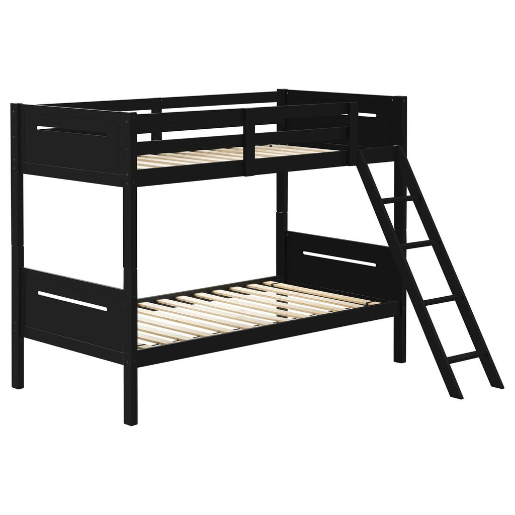 Littleton Wood Twin Over Twin Bunk Bed Black - Coaster model 405051BLK