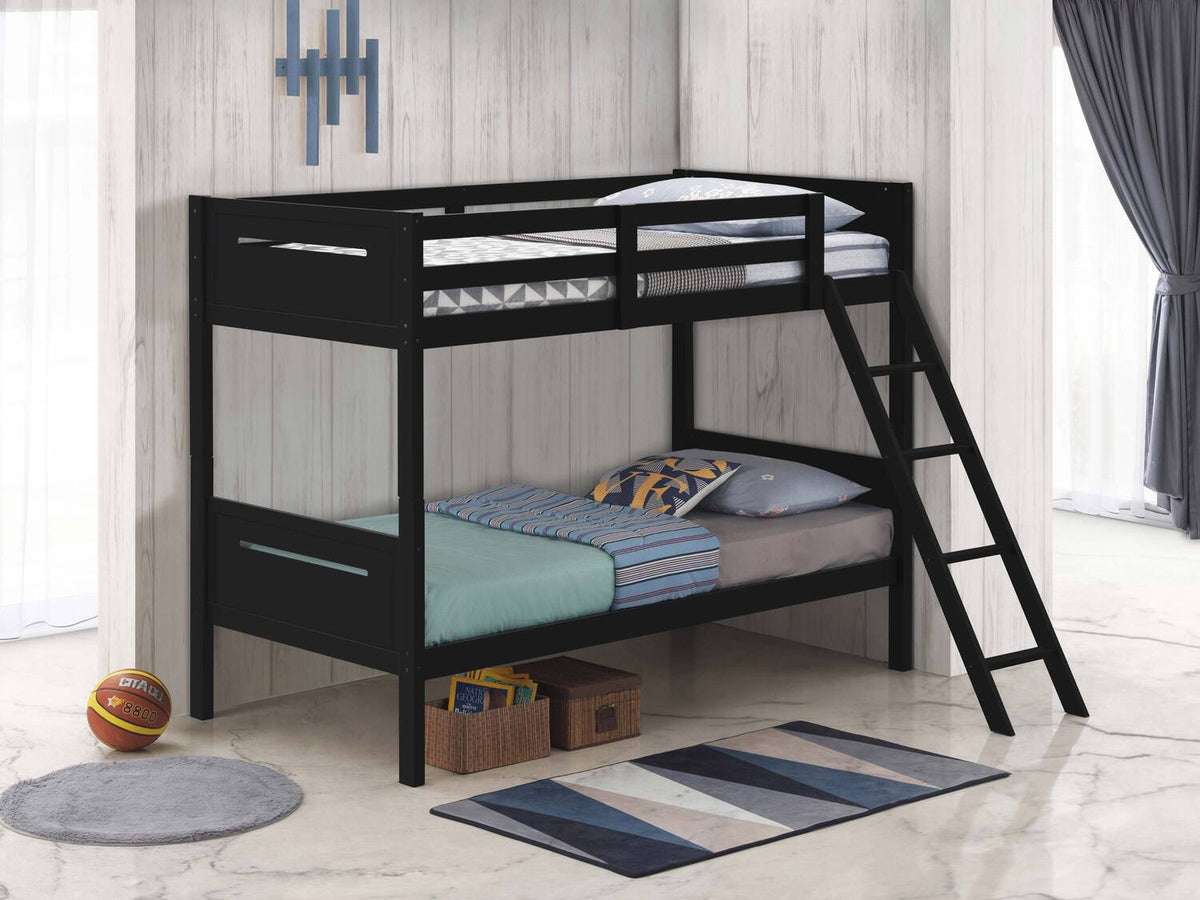Littleton Wood Twin Over Twin Bunk Bed Black - Coaster model 405051BLK