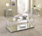 Provins 3-piece Coffee and End Table Set Mirror and Chrome - Coaster model 720794