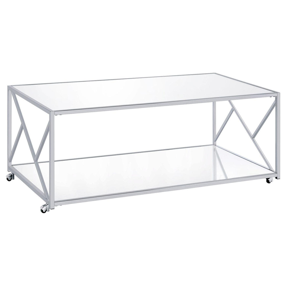 Provins 3-piece Coffee and End Table Set Mirror and Chrome - Coaster model 720794