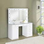 Acena 7-drawer Vanity Set With Lighting White High Gloss - Coaster model 931143