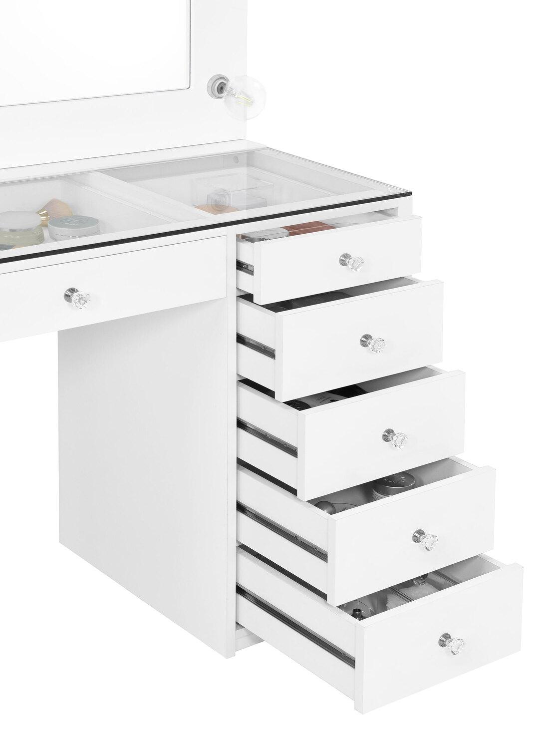 Acena 7-drawer Vanity Set With Lighting White High Gloss - Coaster model 931143