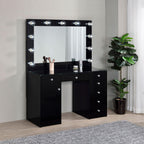 Acena 7-drawer Vanity Set With Lighting Black High Gloss - Coaster model 931144