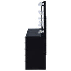 Acena 7-drawer Vanity Set With Lighting Black High Gloss - Coaster model 931144