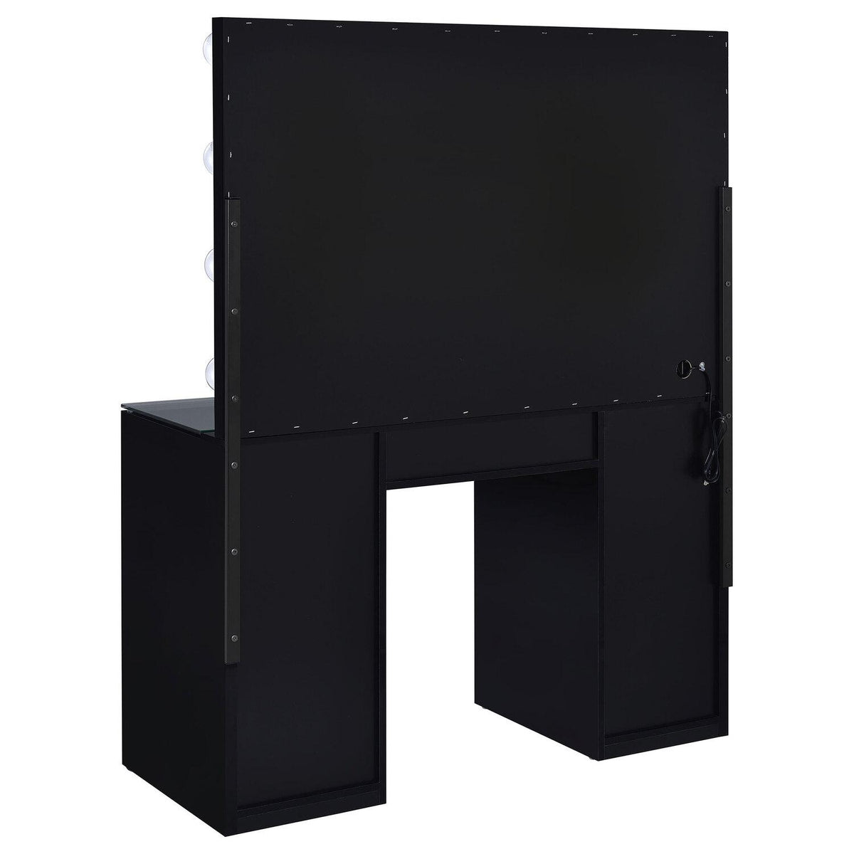 Acena 7-drawer Vanity Set With Lighting Black High Gloss - Coaster model 931144