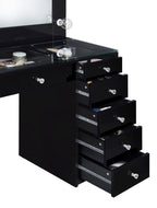 Acena 7-drawer Vanity Set With Lighting Black High Gloss - Coaster model 931144