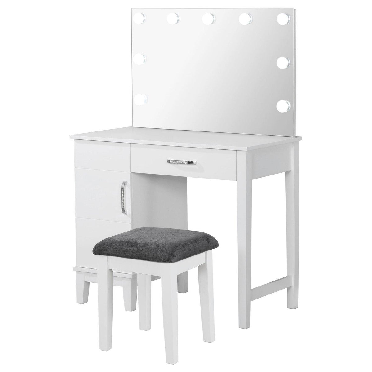 Elijah Vanity Set With Lighting & Stool White and Dark Grey - Coaster model 931149