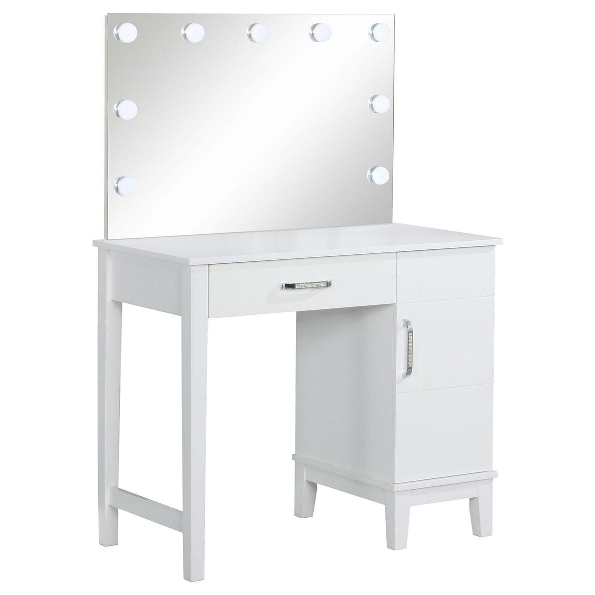 Elijah Vanity Set With Lighting & Stool White and Dark Grey - Coaster model 931149