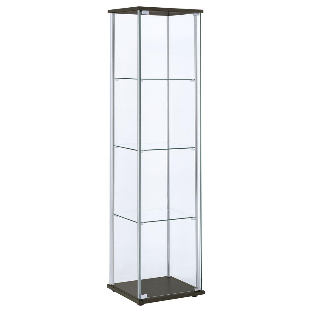 Bellatrix 3-shelf Clear Glass Curio Cabinet Cappuccino - Coaster model 950172