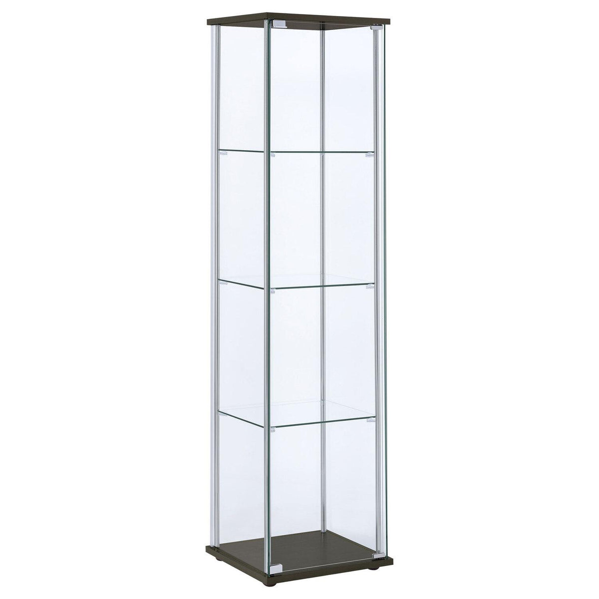 Bellatrix 3-shelf Clear Glass Curio Cabinet Cappuccino - Coaster model 950172
