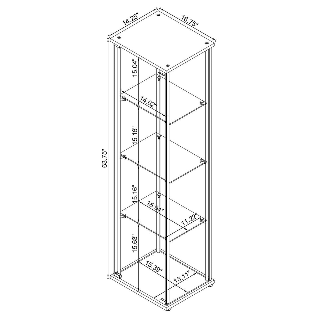 Bellatrix 3-shelf Clear Glass Curio Cabinet Cappuccino - Coaster model 950172