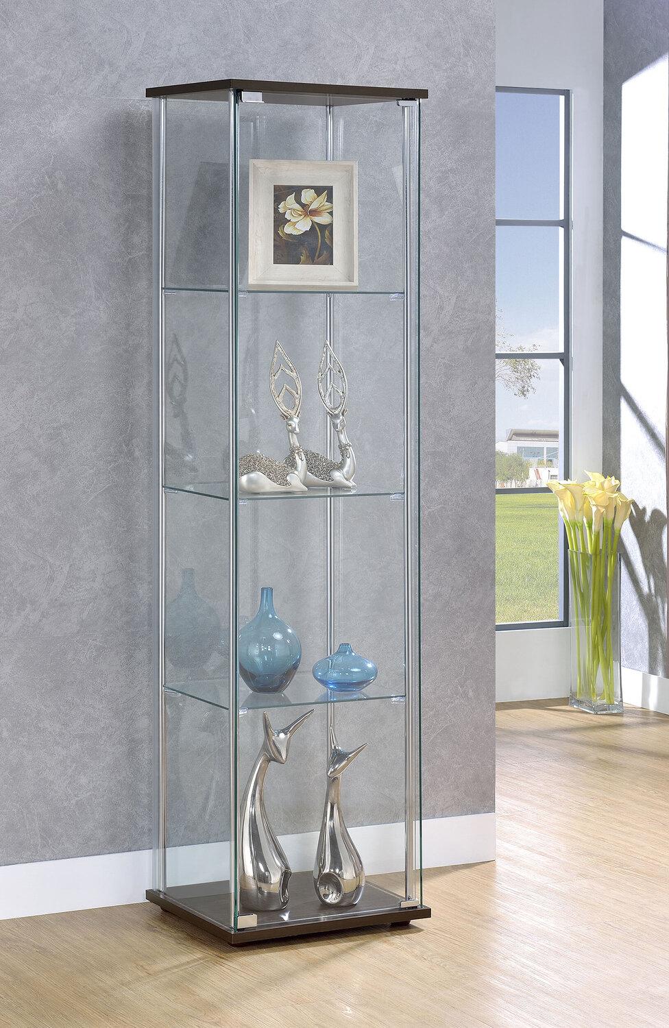 Bellatrix 3-shelf Clear Glass Curio Cabinet Cappuccino - Coaster model 950172