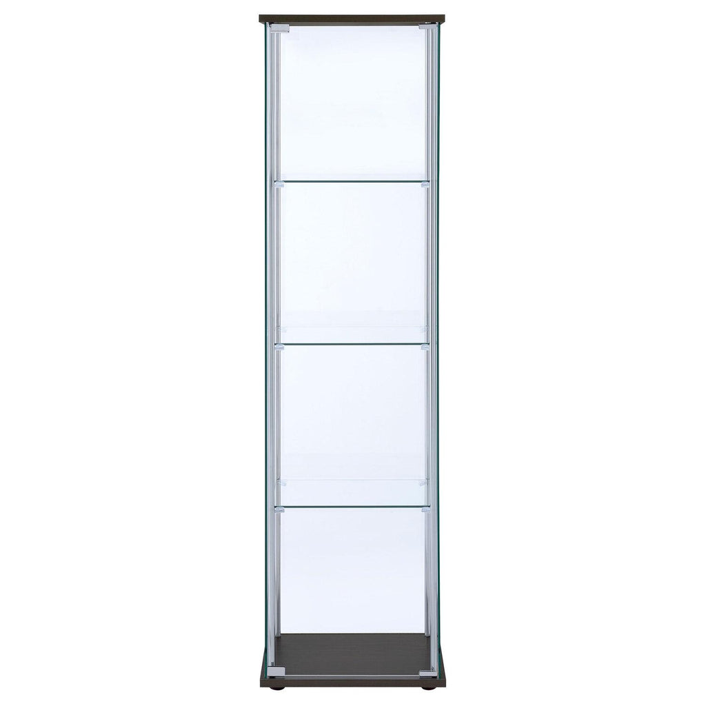 Bellatrix 3-shelf Clear Glass Curio Cabinet Cappuccino - Coaster model 950172