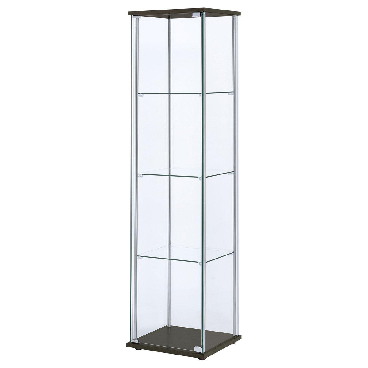 Bellatrix 3-shelf Clear Glass Curio Cabinet Cappuccino - Coaster model 950172