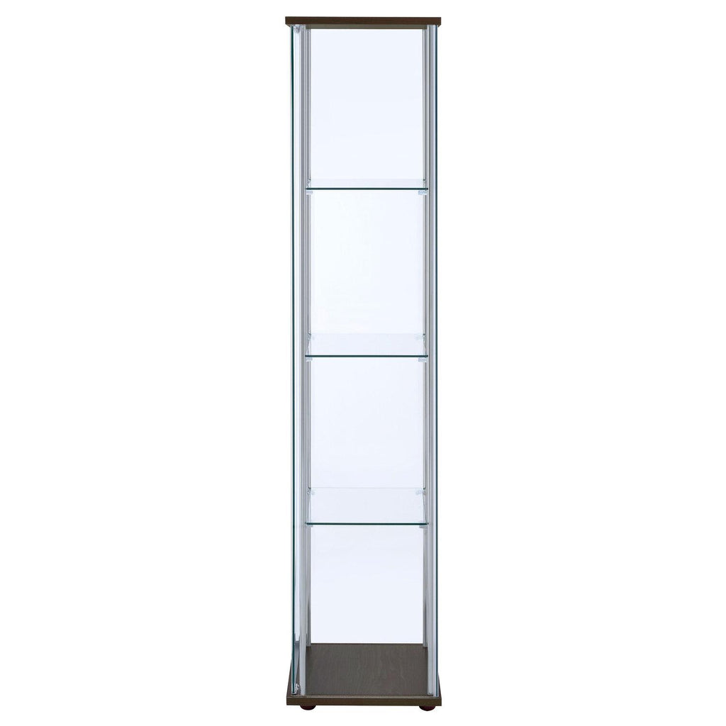 Bellatrix 3-shelf Clear Glass Curio Cabinet Cappuccino - Coaster model 950172