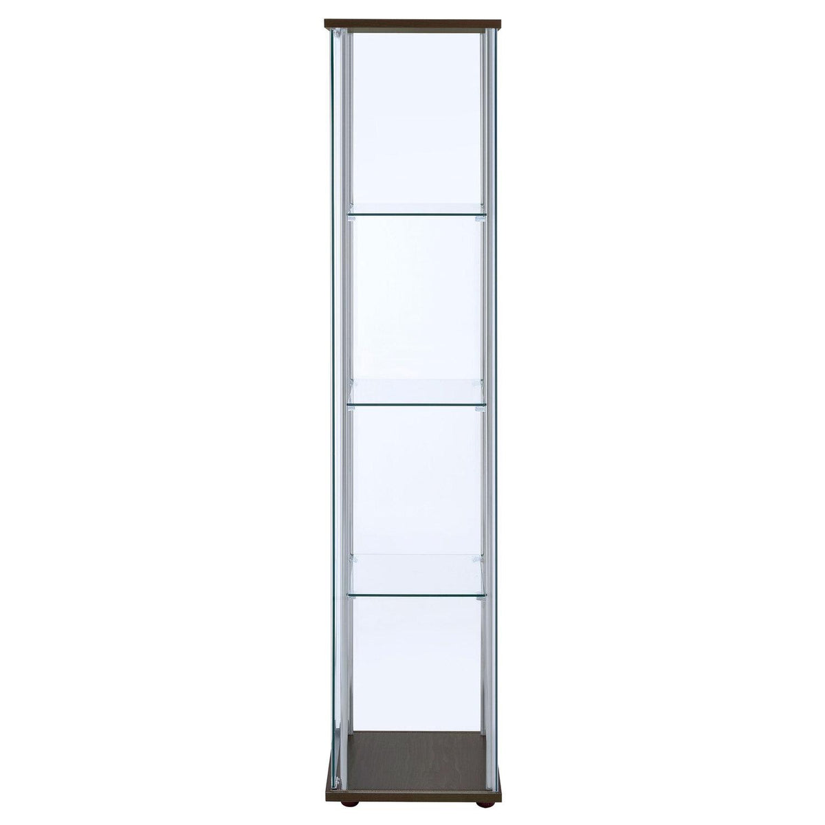 Bellatrix 3-shelf Clear Glass Curio Cabinet Cappuccino - Coaster model 950172