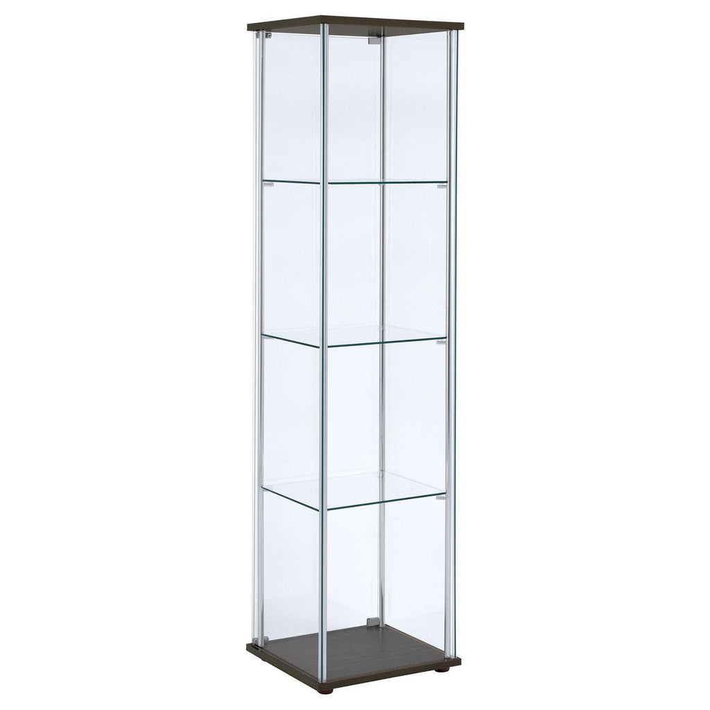 Bellatrix 3-shelf Clear Glass Curio Cabinet Cappuccino - Coaster model 950172
