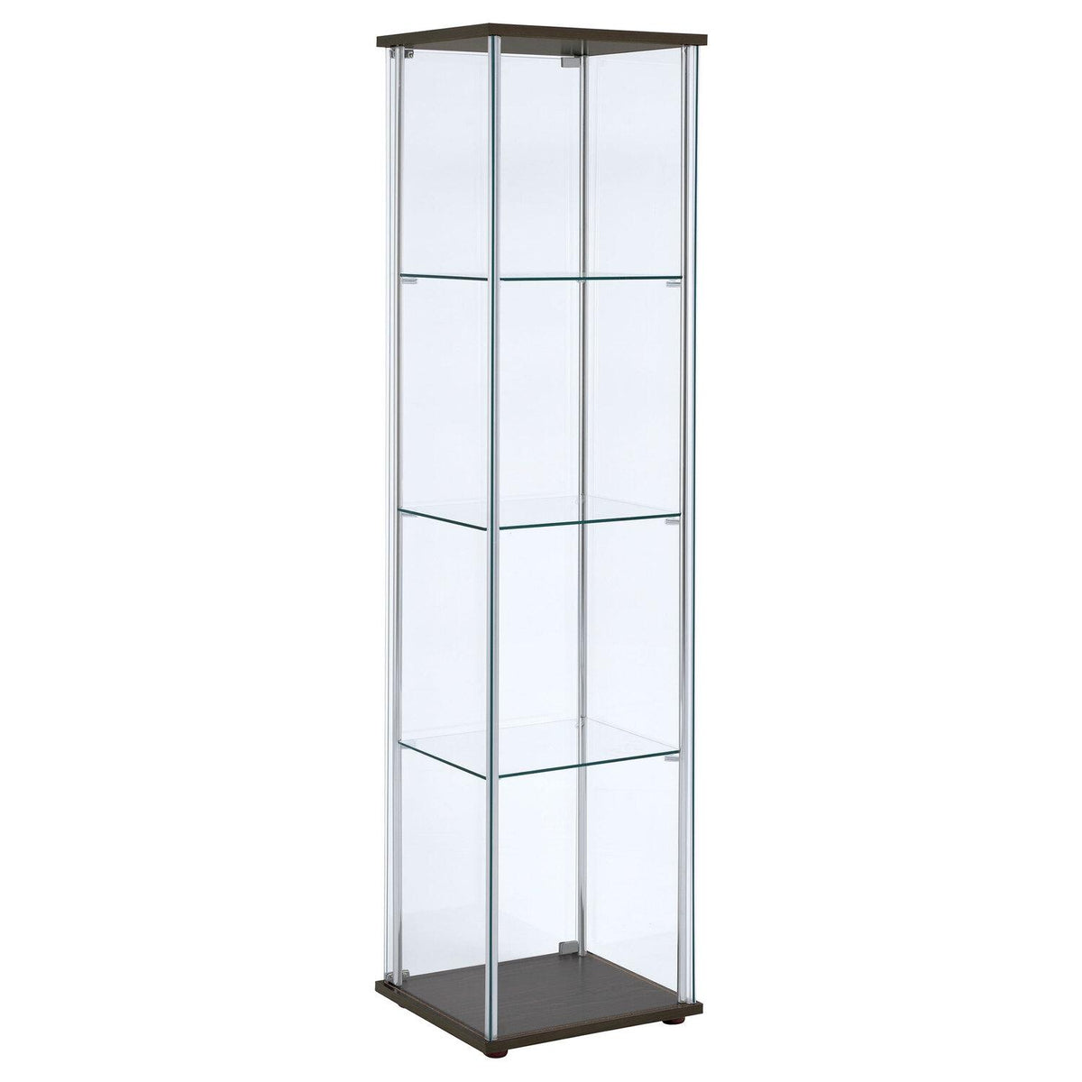 Bellatrix 3-shelf Clear Glass Curio Cabinet Cappuccino - Coaster model 950172