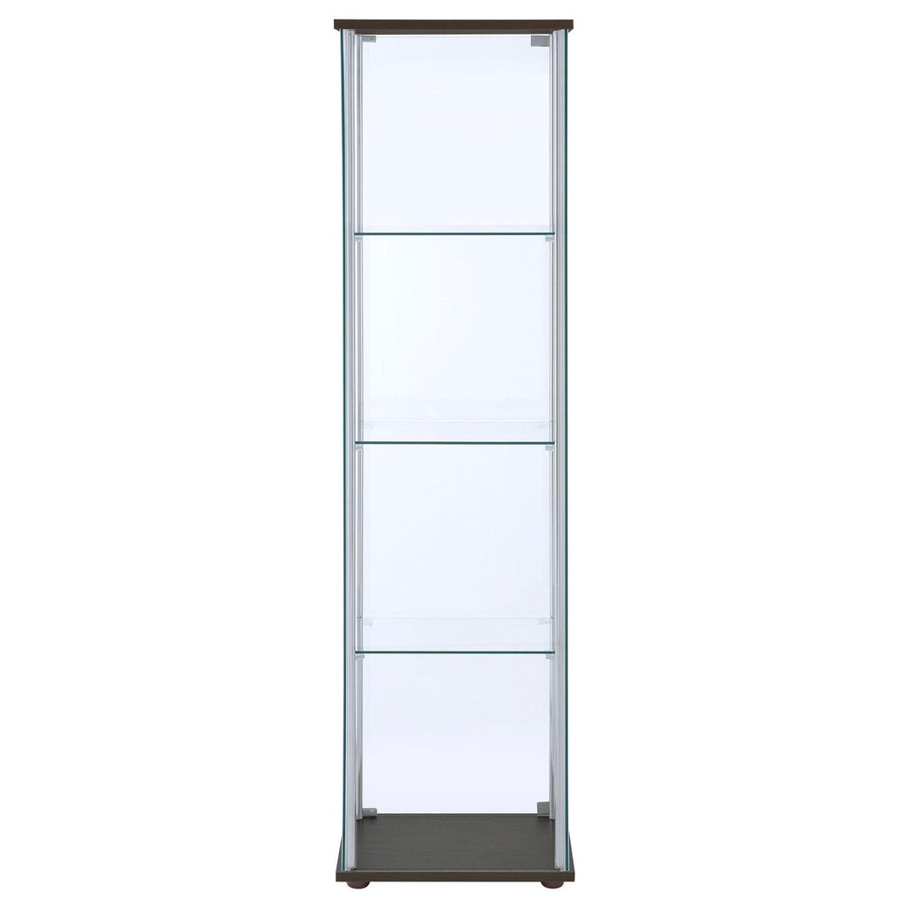 Bellatrix 3-shelf Clear Glass Curio Cabinet Cappuccino - Coaster model 950172
