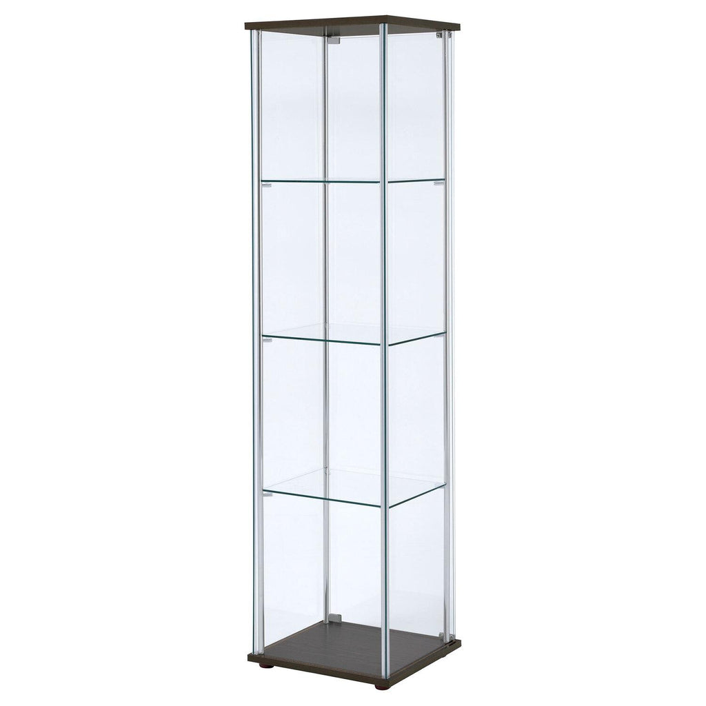 Bellatrix 3-shelf Clear Glass Curio Cabinet Cappuccino - Coaster model 950172