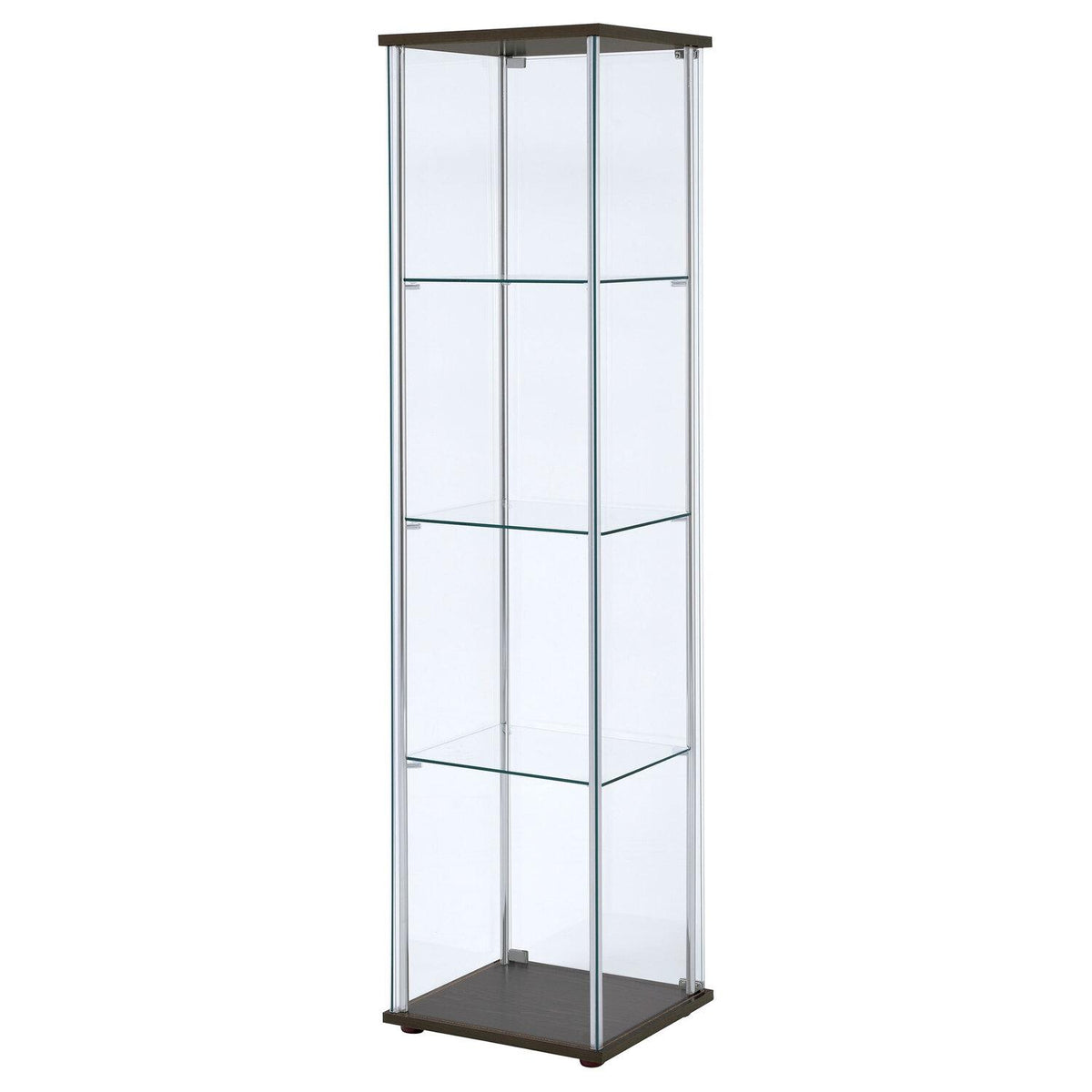 Bellatrix 3-shelf Clear Glass Curio Cabinet Cappuccino - Coaster model 950172