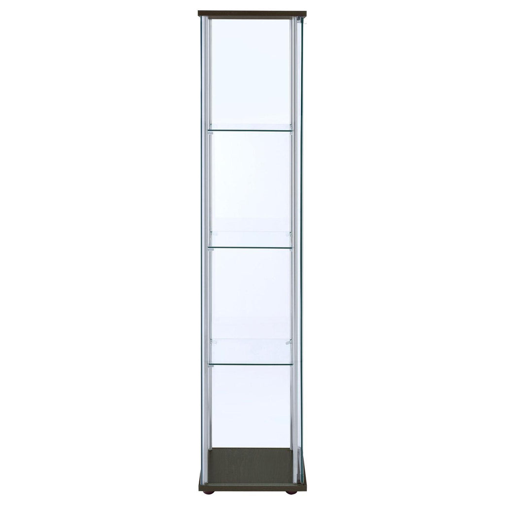 Bellatrix 3-shelf Clear Glass Curio Cabinet Cappuccino - Coaster model 950172