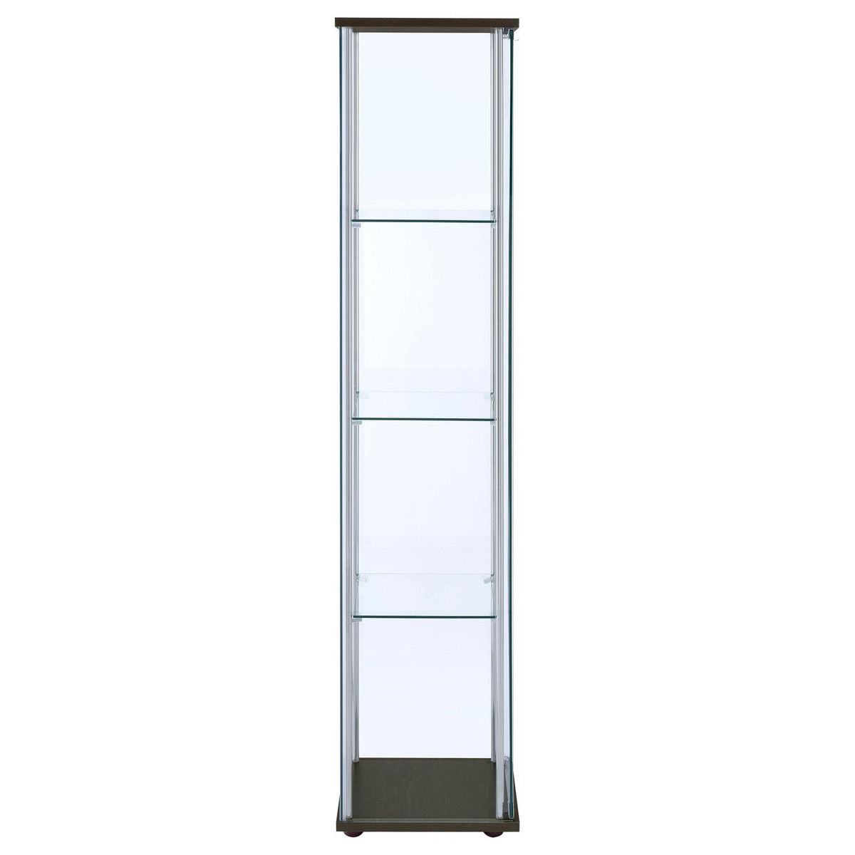 Bellatrix 3-shelf Clear Glass Curio Cabinet Cappuccino - Coaster model 950172