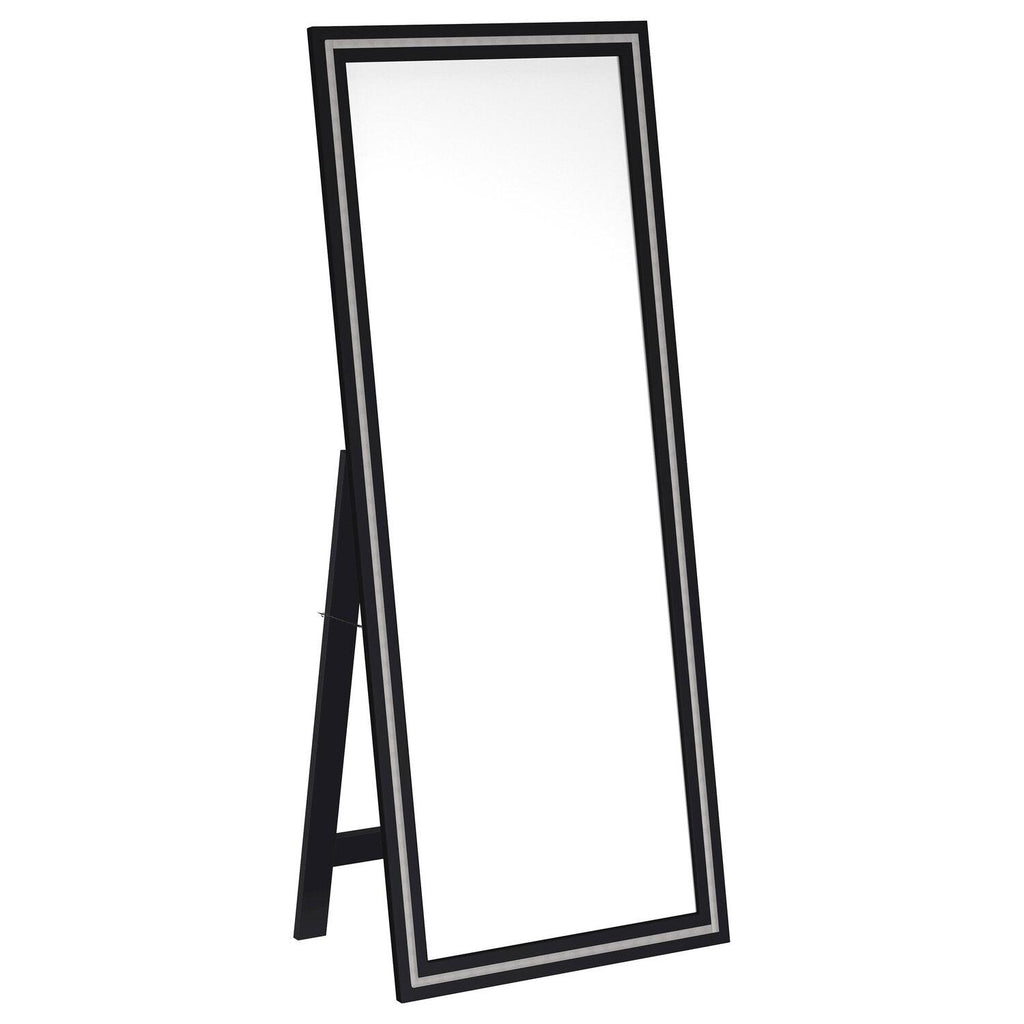 Windrose 28 X 67 Inch Tempered LED Standing Mirror Black - Coaster model 960962