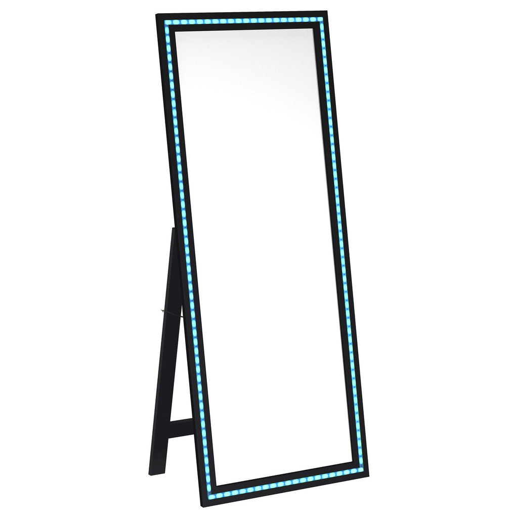 Windrose 28 X 67 Inch Tempered LED Standing Mirror Black - Coaster model 960962