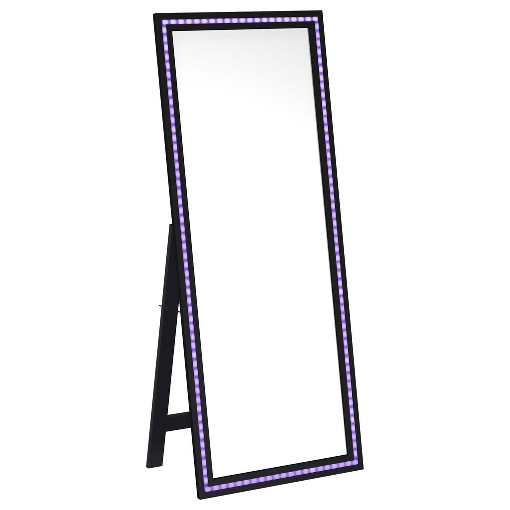 Windrose 28 X 67 Inch Tempered LED Standing Mirror Black - Coaster model 960962