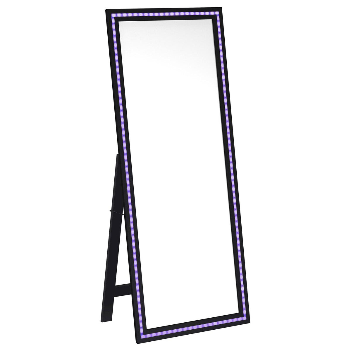 Windrose 28 X 67 Inch Tempered LED Standing Mirror Black - Coaster model 960962