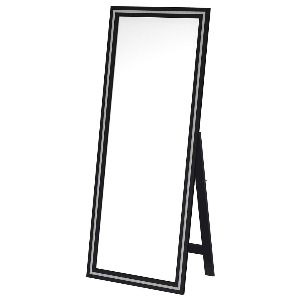 Windrose 28 X 67 Inch Tempered LED Standing Mirror Black - Coaster model 960962