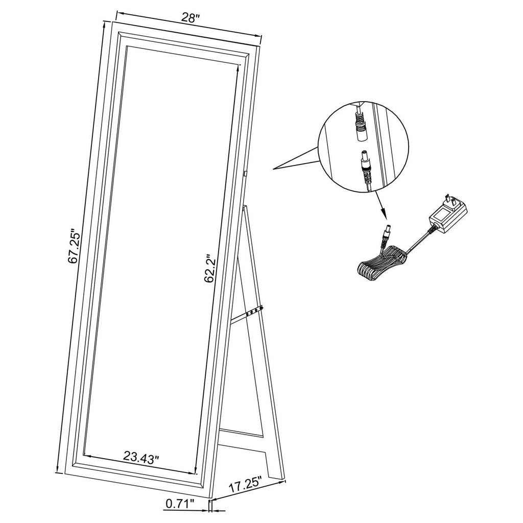 Windrose 28 X 67 Inch Tempered LED Standing Mirror Black - Coaster model 960962