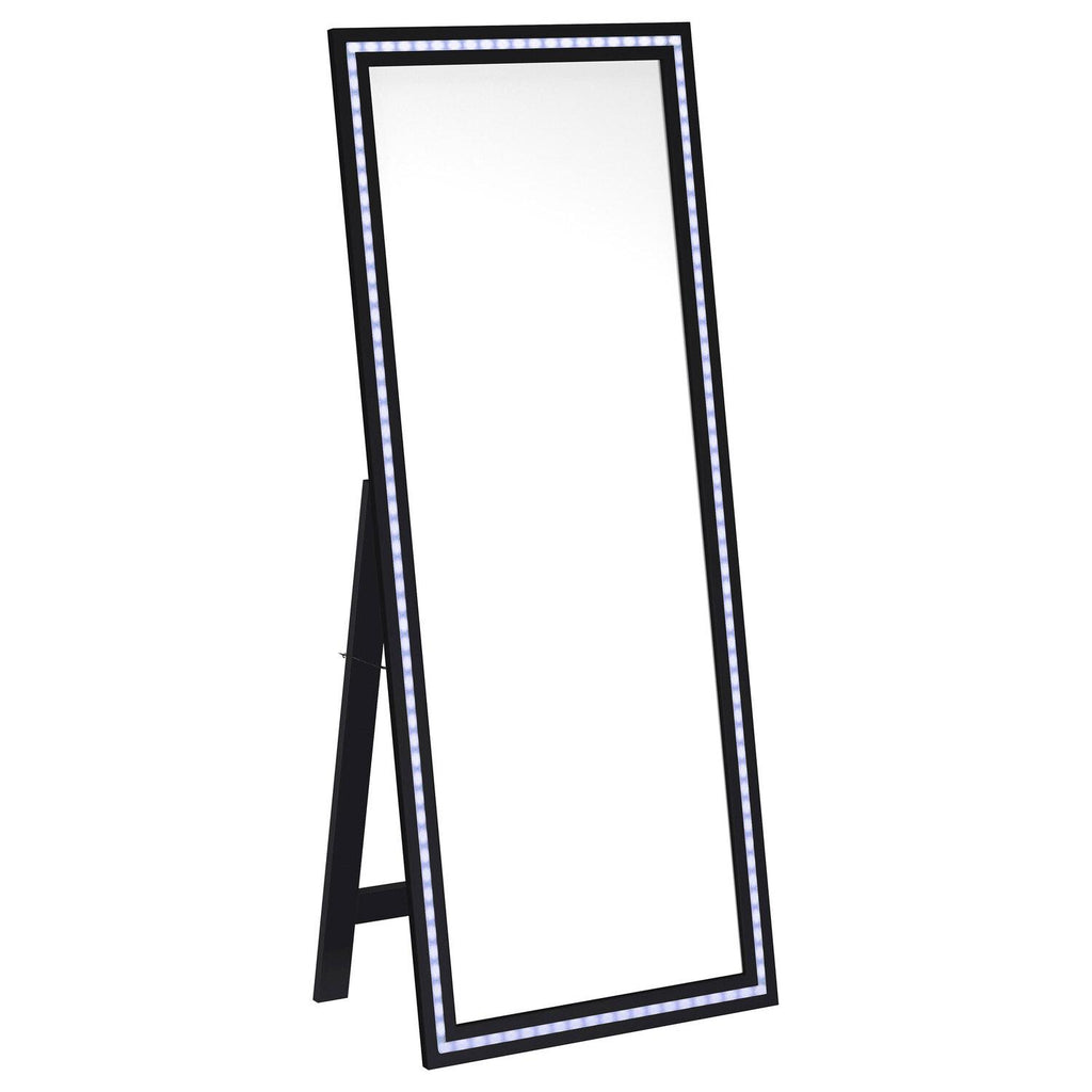 Windrose 28 X 67 Inch Tempered LED Standing Mirror Black - Coaster model 960962