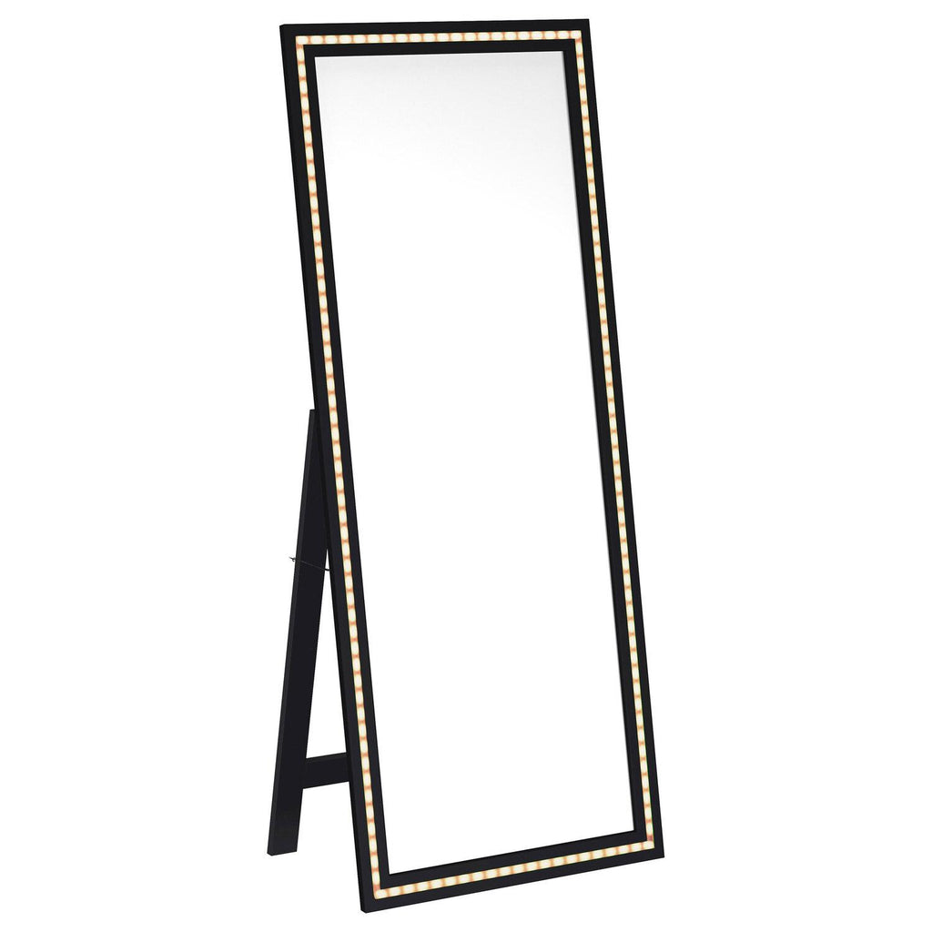 Windrose 28 X 67 Inch Tempered LED Standing Mirror Black - Coaster model 960962