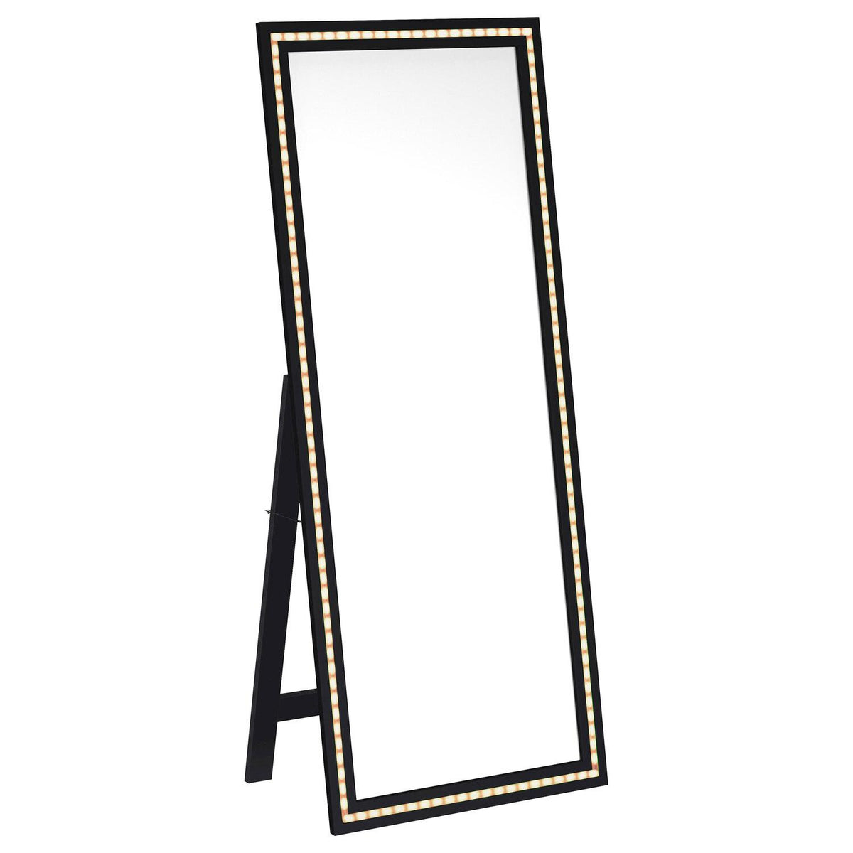 Windrose 28 X 67 Inch Tempered LED Standing Mirror Black - Coaster model 960962