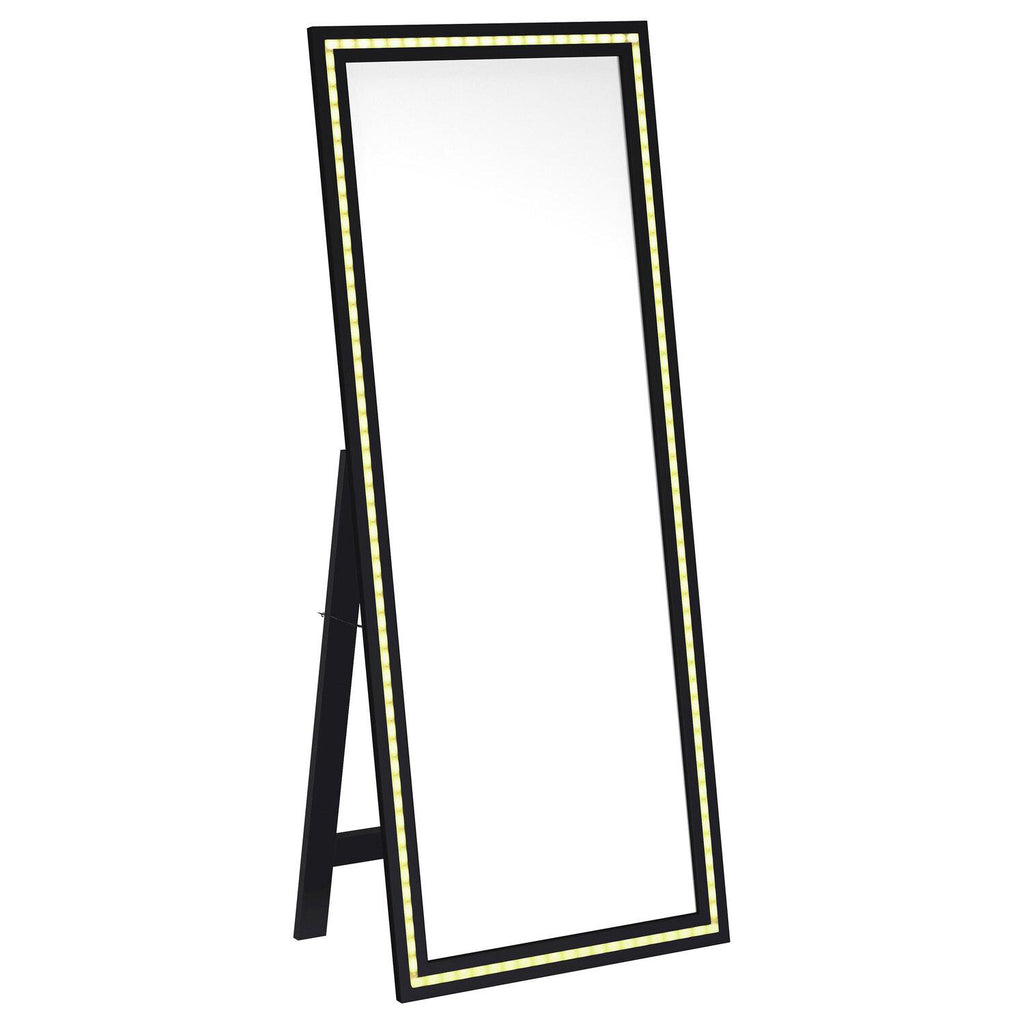 Windrose 28 X 67 Inch Tempered LED Standing Mirror Black - Coaster model 960962