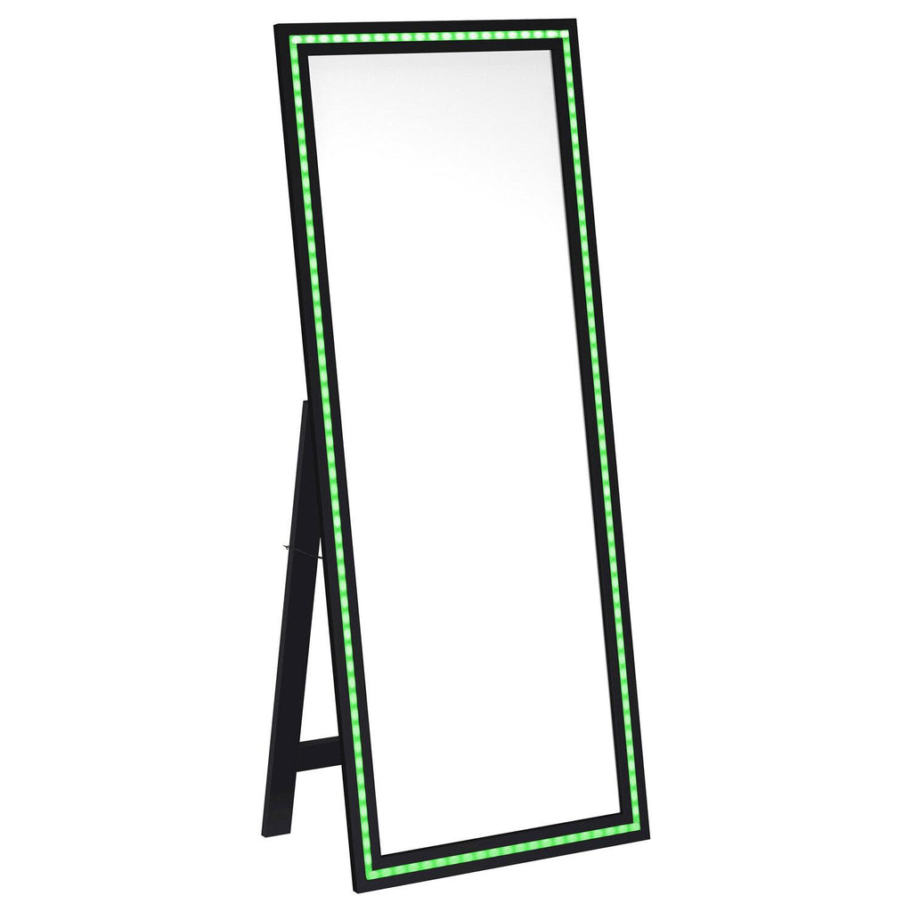 Windrose 28 X 67 Inch Tempered LED Standing Mirror Black - Coaster model 960962