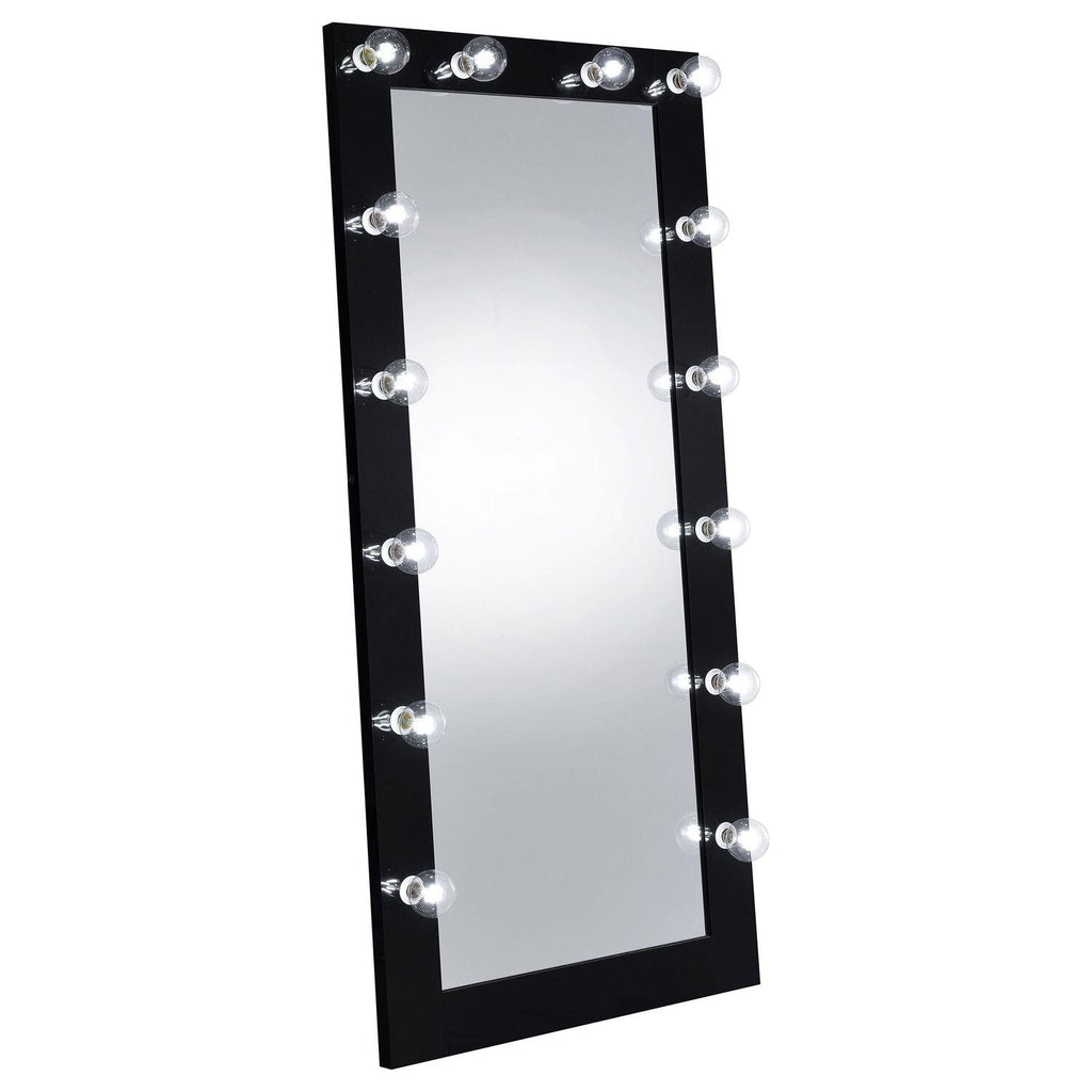 Zayan 32 X 71 Inch Floor Mirror LED Lighting Black Gloss - Coaster model 969557