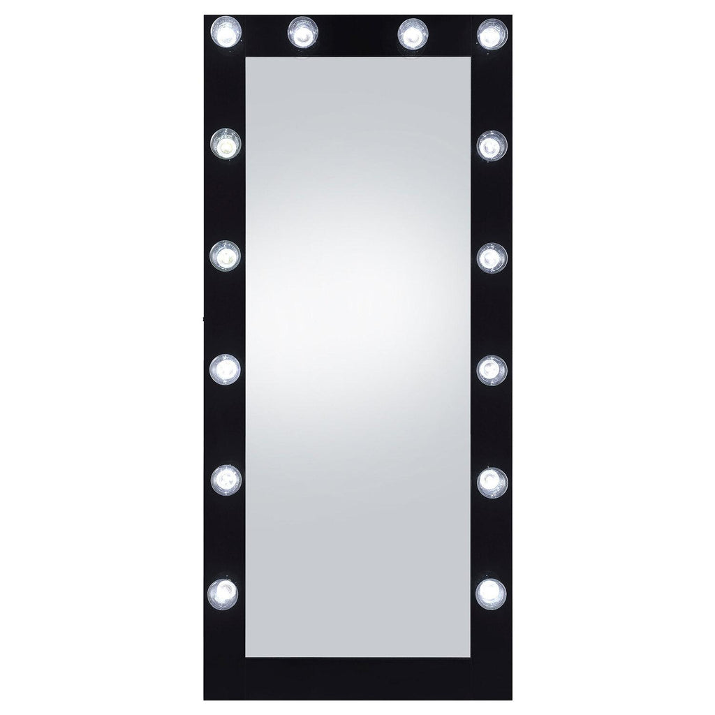 Zayan 32 X 71 Inch Floor Mirror LED Lighting Black Gloss - Coaster model 969557